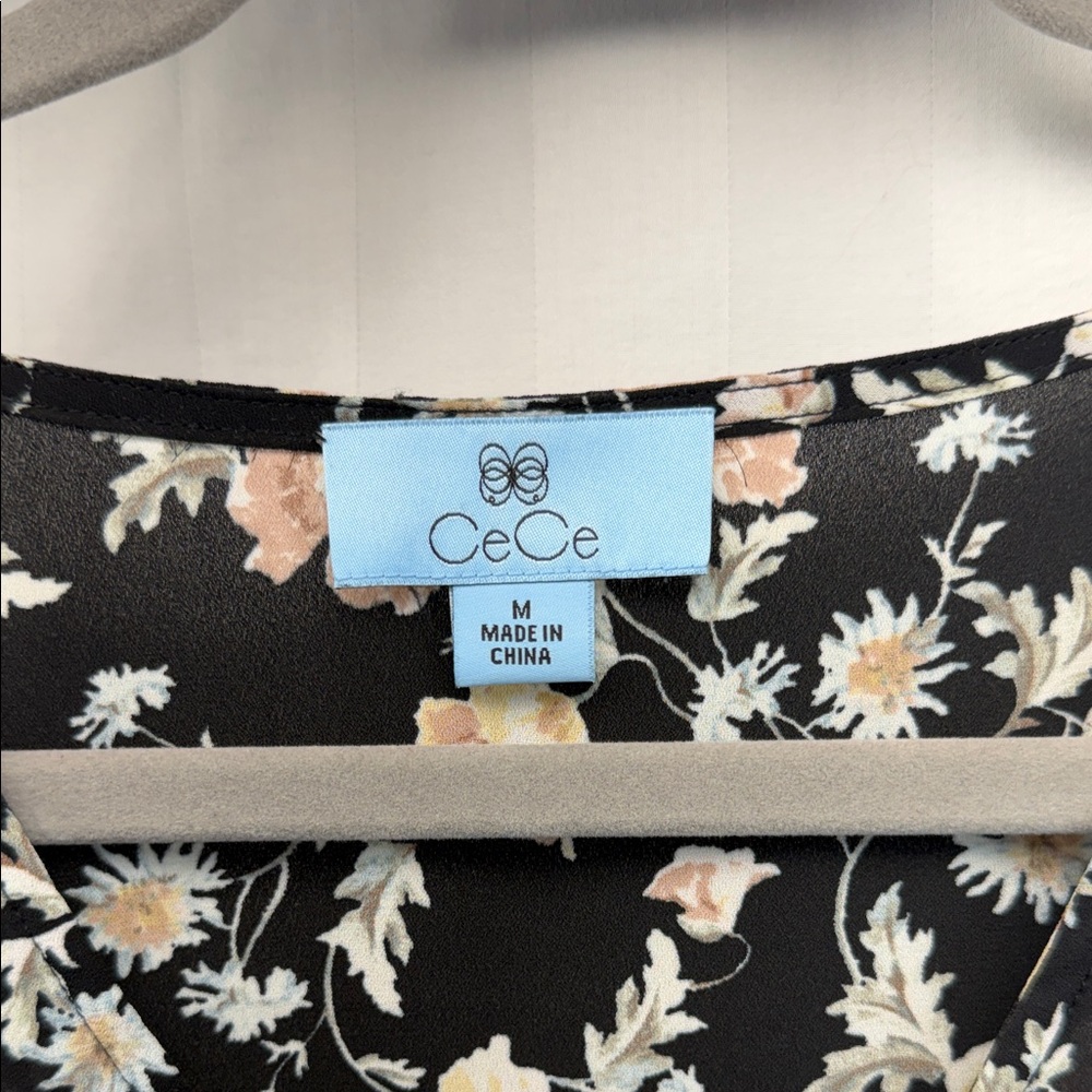 CeCe Black Floral Women's Blouse - Picture 2 of 2